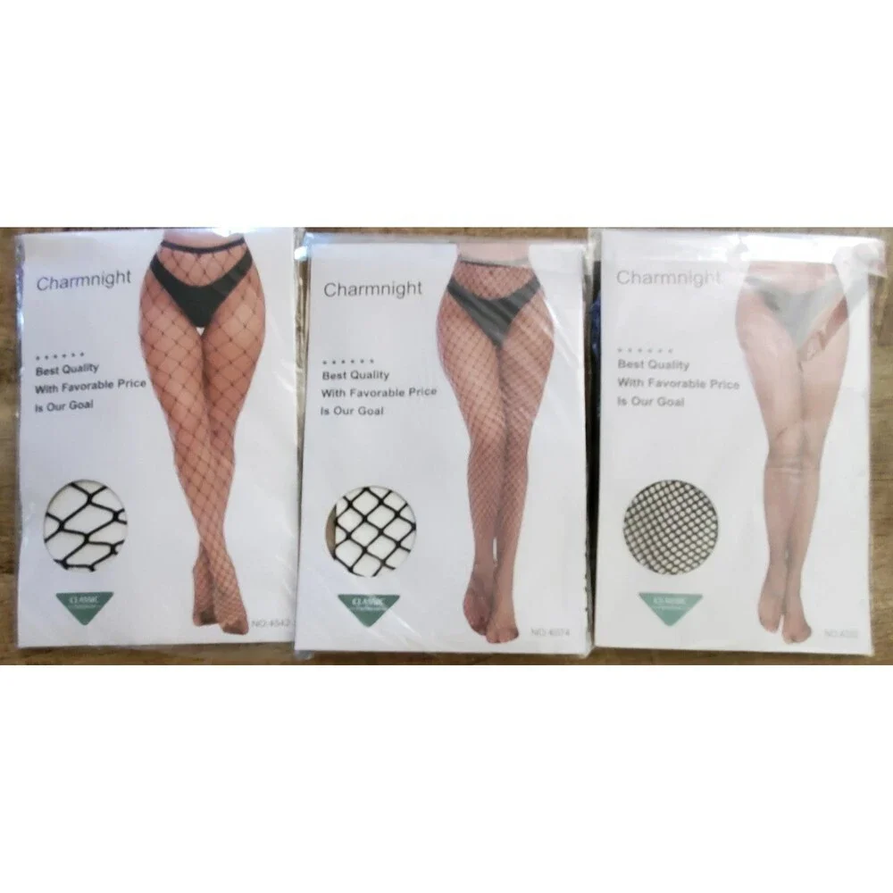 3 Pairs High Waist Tights Fishnet Stockings Thigh High Pantyhose Size 4-12